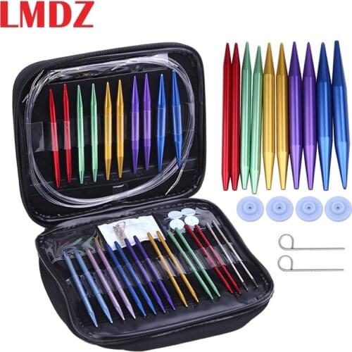 LMDZ 26PCS 13 Size Crochet Hook Set Circular DIY Knitting Needles Change Head Needle For DIY Craft Sewing Yarn Knitting Needles