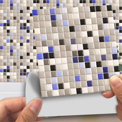 10pc Kitchen Bathroom Tile Stickers Transfers 2D Flat Printed Marble Mosaic Wall Sticker Home Decor Glossy Surface DIY Art Mural