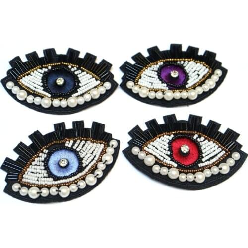 Fashion beaded embroidered eye Patches for Clothing sew on rhinestone parches eye Appliques Decoration Badge parche