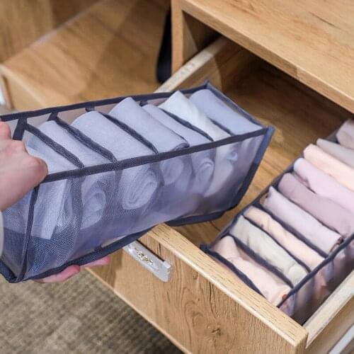 Nylon Mesh Bedroom Underwear Socks Folden Drawer-style Storage Box Three-piece Grid Underwear Wardrobe Storage Organizer Drawers