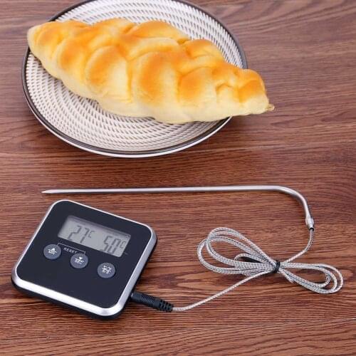 New Electronic Thermometer Timer Food Meat Temperature Meter Gauge with Probe Cooking BBQ Thermometer Kitchen Temperature Tools