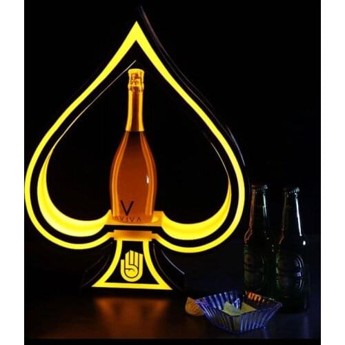New LED Poker Cards shape Luminous Beer Wine Bottle Holder Glowing Champagne Cocktail Drinkware Holder for bar disco party decor