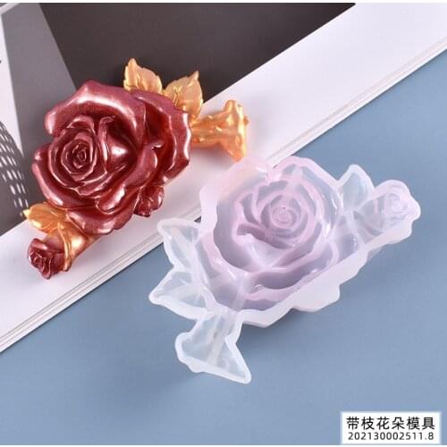 DIY Crystal Mirror Resin Mold Rose Flower Ornament Silicone Mold For Resin Jewelry Making Home Decoration Art Molds