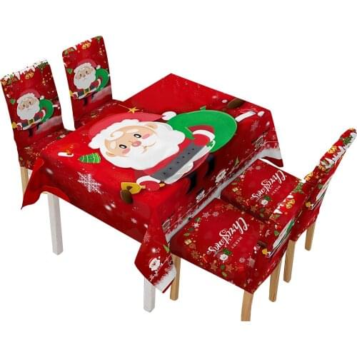 Christmas Tablecloth Chair Cover Kitchen Dining Table Decorations Santa Claus Print Home Rectangular Party Table Cover Christmas