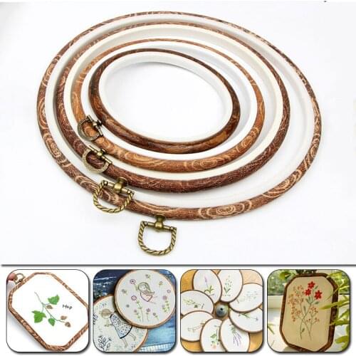 Sewing Tool Round Bamboo Embroidery Hoops Frame Set Plastic Embroidery Hoop Rings For DIY Cross Stitch Needle Craft Tool