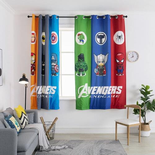 Marvel Avengers curtains windproof and warm bedroom bay window winter thickening can be customized small short curtains
