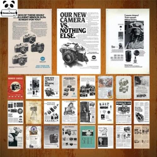 Camera Vintage Tin Sign Metal Wall Decor Metal Poster Plaque Man Cave Club Living Room Home Decor