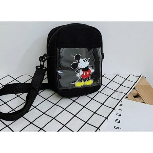 Disney Cartoon Bag Female Casual Cute Mickey Print Canvas Bag Literary Simple One-shoulder Messenger Mobile Phone Bag