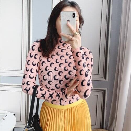 Miyake pleated top printed womens 2021 autumn new slim long-sleeved skinny casual folda T-shirt bottoming baisc Tees