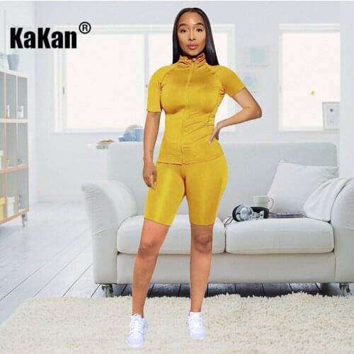 KaKan European and American Womens Multi-color Short Sports Jumpsuit Suit 2020 New Two-piece Jumpsuit
