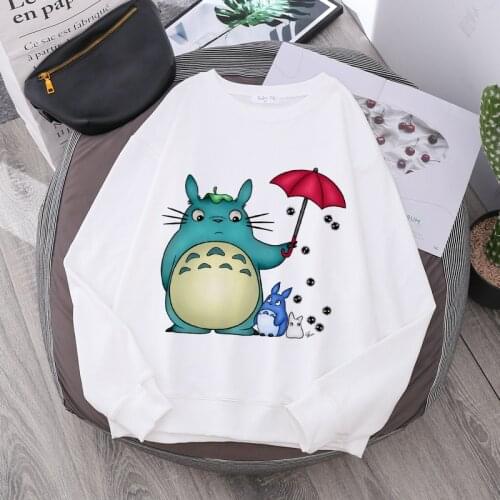 Totoro Harajuku Gothic Summer anime Cartoon Print Pullover 2021 Autumn Long Sleeve Hoodies Plus Size Loose Women Sweatshirts