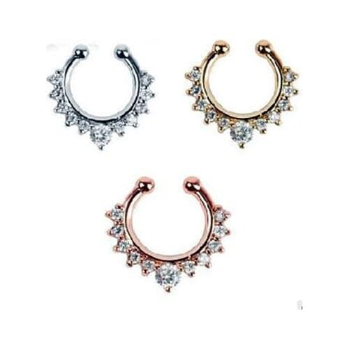 Adies Nose Ring New Fashion Fake Piercing Shiny Gold and Sales Zirconium Nail Jewelry Women Wholesale Gift Lightning Offer2019