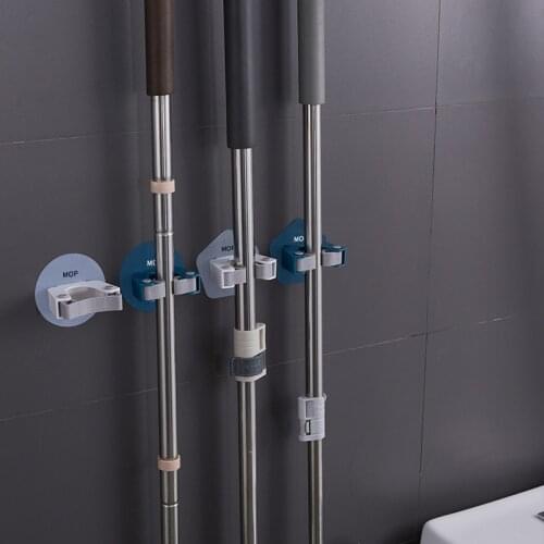 1Pcs Mop Clip Hoop Kitchen Bathroom Organizer ABS/TPR 2Colors Round/Diamond Wall Mounted Waterproof Traceless Hook