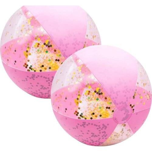 2Pcs 40cm Inflatable Glitter Beach balloons Pool games for Swimming Pool Party Beach Sand Balls for Adult Boys Girls