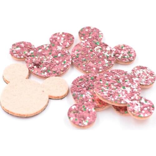 20Pcs Glitter Leather Fabric Patches Mouse Padded Appliques for DIY Children Headwear Accessories & DIY Crafts Decoration