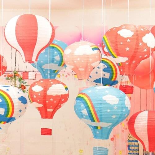 200pcs New Christmas Decorations For 16inch 40cm Rainbow Hot Air Balloon Paper Lantern For Birthday Party Wedding