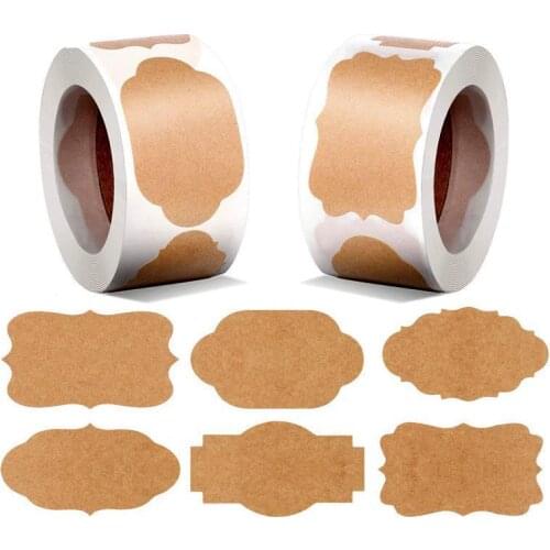 300pcs Kraft Paper Gift Tags Christmas Blank Tags Label Stickers Self-Adhesive Christmas Present Stickers for Gifts, Bottles