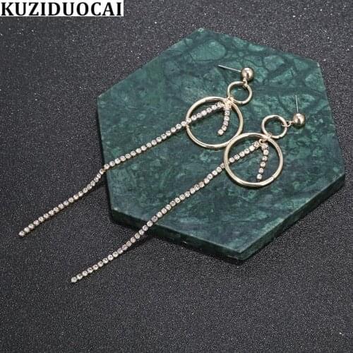 316 Stainless Kuziduocai New Fashion Jewelry Punk Round Circle Tassel Statement Drop Earrings For Women Brincos Pendientes E-75