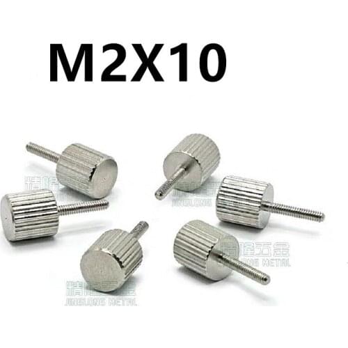50PCS M2x10mm 303 Stainless Steel Metric Hand Screw Knurled Cylinder Head Thumb Screws Computer Case