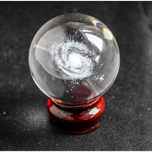60mm/80mm 3D Laser Engraved Galaxy Crystal Ball Miniature Model Crystal Craft Sphere Ornament Globe Glass Home Decor Gift