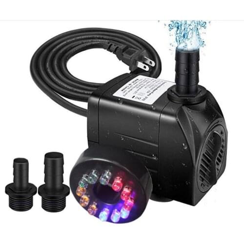 Aquarium water pump 220v 10w waterfall fountain LED light water pump colorful gradient multi-function Submersible pond pump