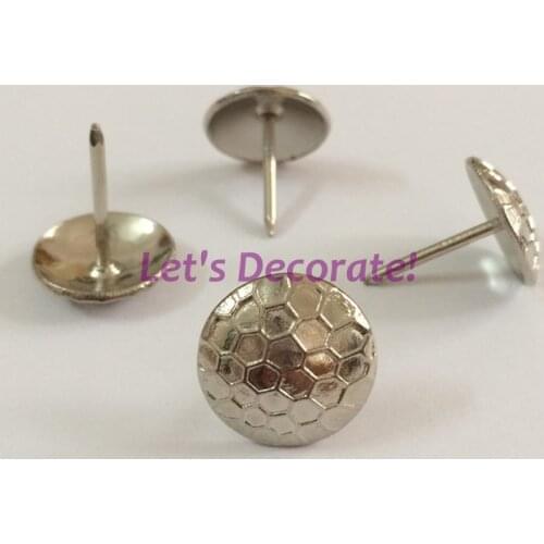 Free DHL shipping 1500pcs/lot 16mm Nickel Color With Honeycomb Design Home or Garden Decorative Tack, Hobnail, Upholstery Nail