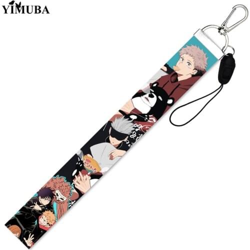 Japan Anime Jujutsu Kaisen Lanyards Keychain Mobile Phone Straps Accessories Motorcycle Car Key Chain Hand Rope Key Ring Holder