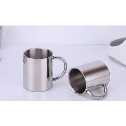 New Stainless Steel Mark Cup Mountaineering Camp Cup Double-layer Handle Cup Coffee Cup Customized
