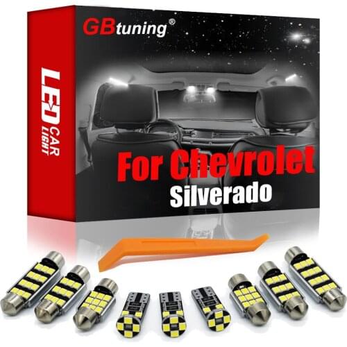 GBtuning No Error LED 18PCS For Chevrolet Chevy Silverado 1500 (2007-2010 2011 2012 2013) Vehicle Bulb Lamp Interior Light Kit