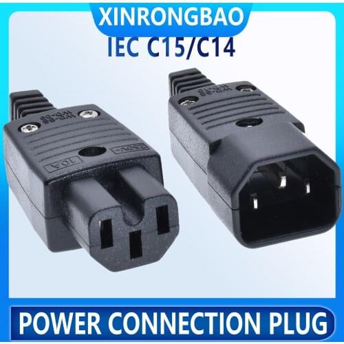 IEC C15 C14 power connector 10A 3 prong electric plug adapter female male wiring Industrial IC work accessories