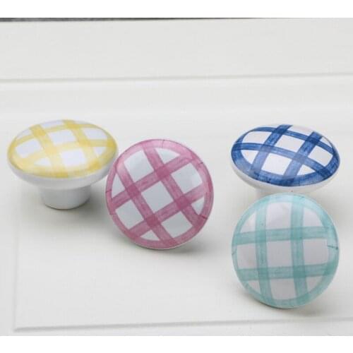 Ceramic Round Furniture Drawer Handle Kitchen Cupboard Wardrobe Colorful Cabinet Dresser Closet Room Knob Door Pull Rural