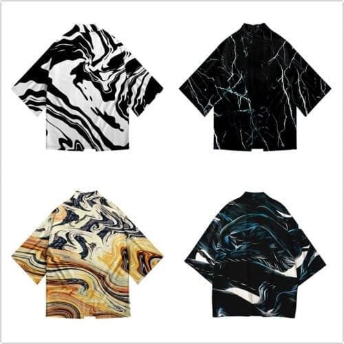 Yukata Men Women Kimono Cardigan Japanese Kimonos Top Coat Kimono Cosplay Costume Print Asian Clothes Summer Beach Casual Shirts