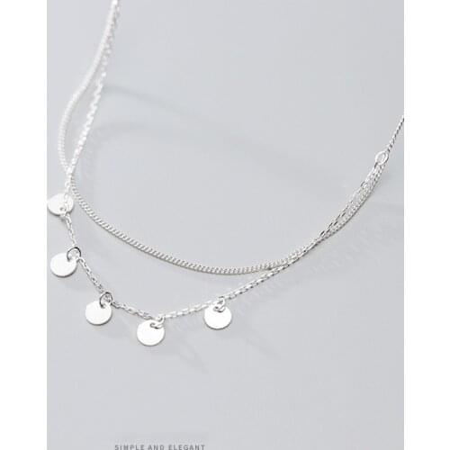 Colusiwei High Quality 100% Real 925 Sterling Silver Simple Fashion Round Geometric Chain Necklace for Women Jewelry Bijoux