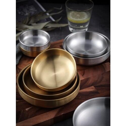 304 Stainless Steel Korean Seasoning Dish Cold Dish Dish Korean Golden Kimchi Dish Rice Bowl Cuisine Small Bowl Dipping Dish
