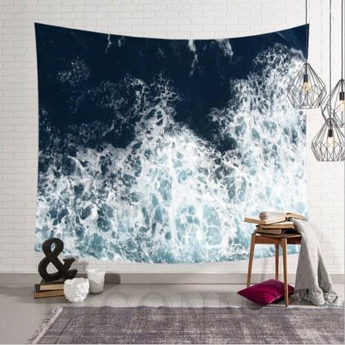 Beautiful Sea Waves Printed Wall Tapestry Wall Hanging Bohemian Wall Tapestries Mandala Wall Art Decor 95*73cm