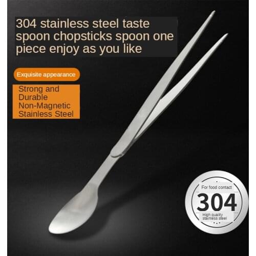 Tasting Spoon Stainless Steel 304 Tweezers Chef Dual Dishes Taste scoop Dual Function Spoon Korean cooker Spoon gadget
