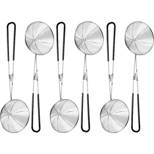 Stainless Steel Colander Sieve,Wire Skimmer Spoon with Handle for Hot Pot Eating Soup Draining and Pearl Food(6 Pieces)