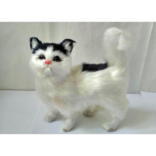 Cute simulation cat model polyethylene & furs standing cat doll about 14x13cm 2841