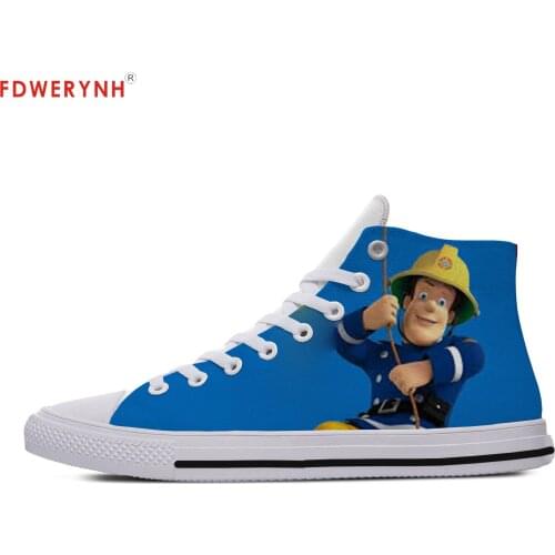 Mens Casual Shoes Cartoon Cute Funny Fireman Sam Breathable Male Zapatos Hombre Sapatos Outdoor Custom Shoes