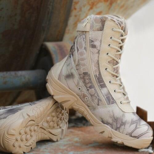 Men s military tactical desert camouflage boots outdoor climbing training hiking wear resistant waterproof high shoes sneakers