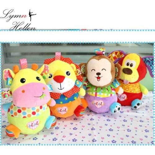 15cm tumbler soft appease stuffed dolls plush animal toy giraffe lion dog monkey windbell hang puppets ring paper gifts for kids