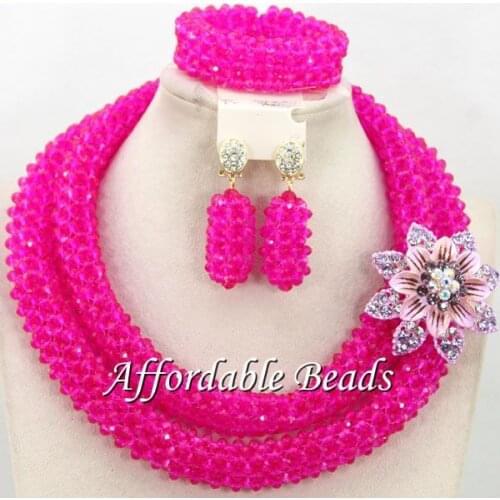 Fuschia Women Jewelry Set Unique African Wedding Beads Popular Item Wholesale Free Shipping BN505