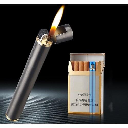 New Creative Mini Compact Jet Butane Lighter Metal Cigarette Shaped Inflatable Gas Lighter Cigarette No Gas Gadgets For Men