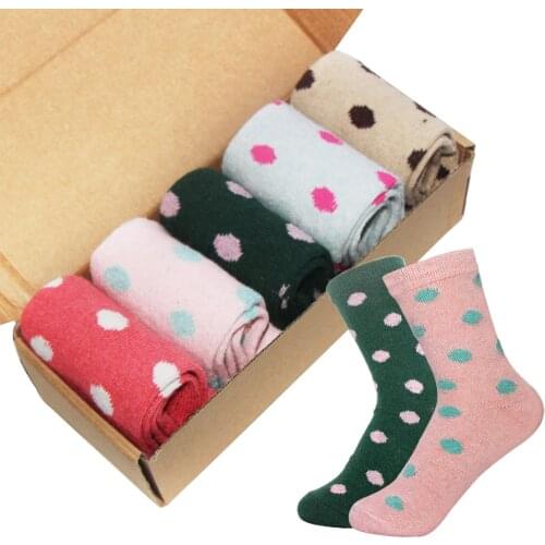 New Vintage Winter harajuku Thick Warm korean Wool Funny Christmas Socks Women Dots kawaii calcetines mujer chaussette skarpetki