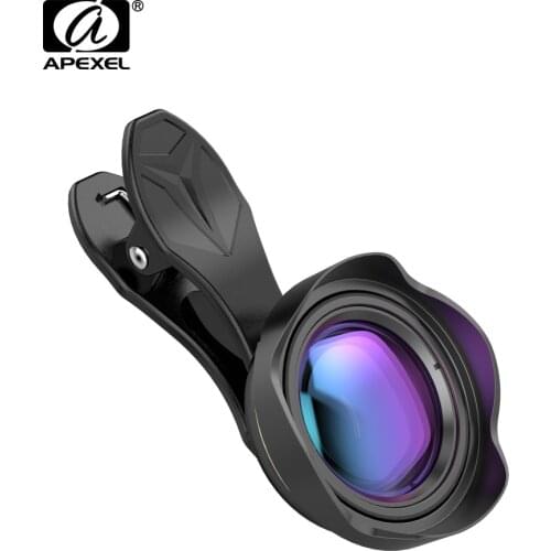 APEXEL Mobile Phone Lens 0.5X 4K 110 Degree Wider Angle Lenses Professional HD Brand Lens with Hood for iPhone Xiaomi Wholesale