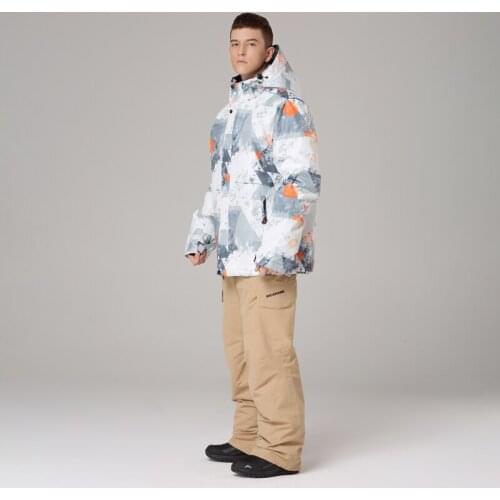 Snowboard Clothing Mens Snow Suit Color Matching Thicken Quilted Waterproof Double Board New Male Ski Suit Set