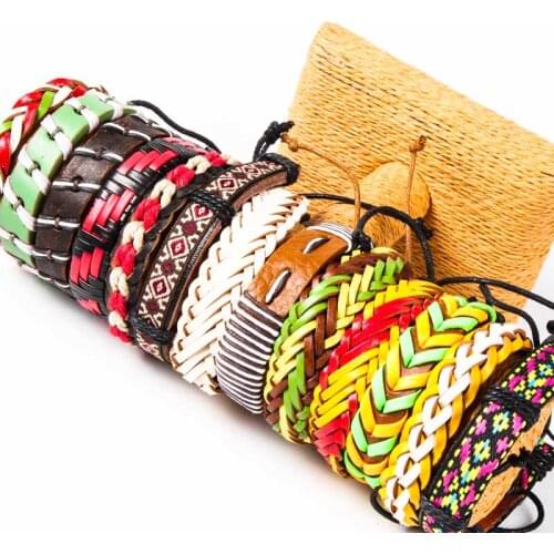 Wholesale bulk 10 pieces of modern retro Jamaican national style contrast color woven handmade handmade neutral bracelet