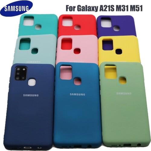 Original M31 Liquid Silicone Soft Case For Samsung Galaxy M31 A21S M51 Baby Skin Matte Soft Cover Silky Touch Protective Shell