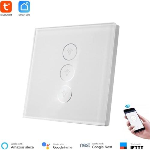 Tuya Smart WiFi Switch Touch Wall Switch Panel Remote Control Compatible with Echo Alexa Google Home Type 86 EU Standard