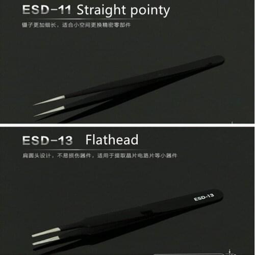 Stainless Steel ESD Tweezers Phone Repair IC Chips Motherboard Repair Tweezers for iPhone iPad Logic Board DIY Repair Hand Tool